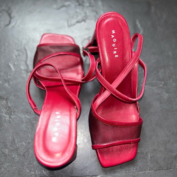 MAGUIRE Red Strappy Mesh Sandals - Picture 2 of 3